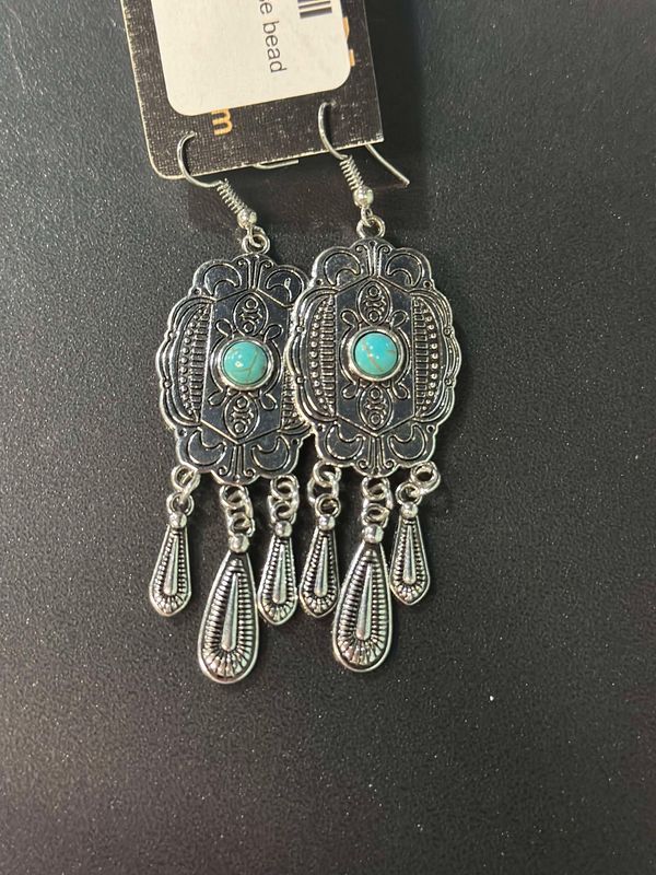 Turquoise Bead Silver Dangle
