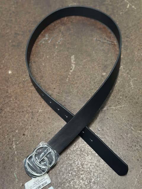 Double Metal Ring Faux Leather Belt/Silver