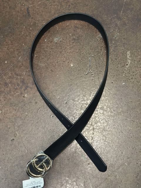 Double Metal Ring Faux Leather Belt/Gold