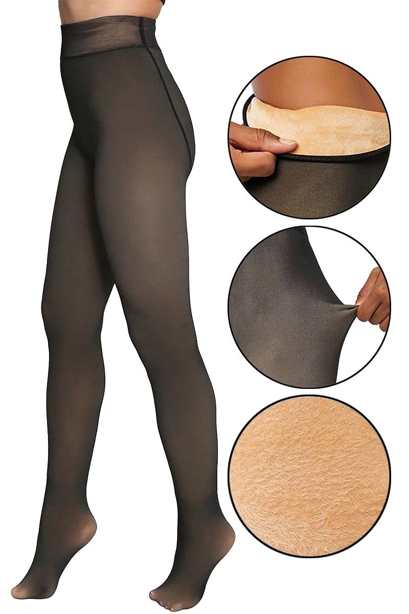 Womens Sheer Fleece Lined Tights