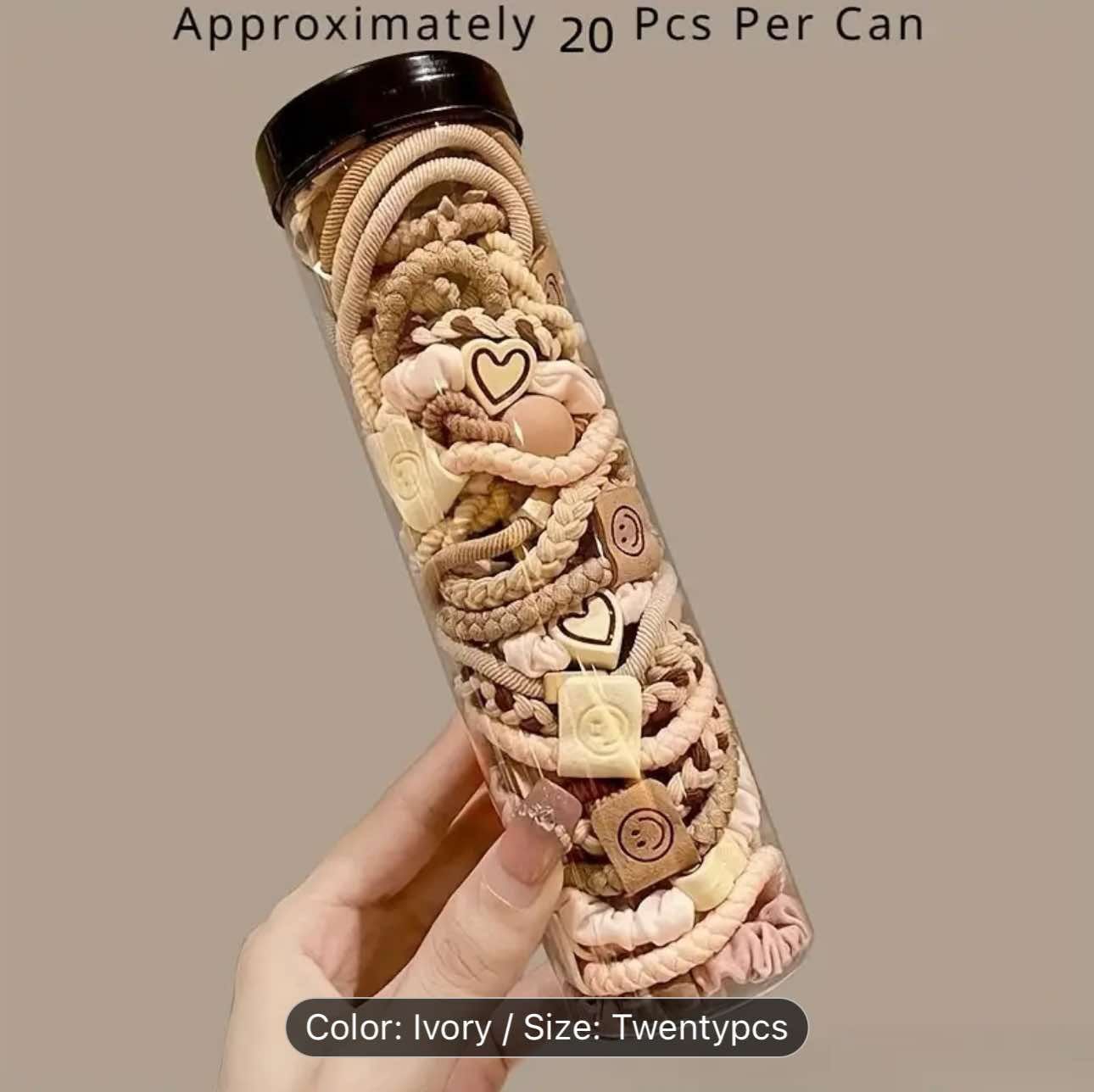 Elastic Hair Ties, Color: Ivory