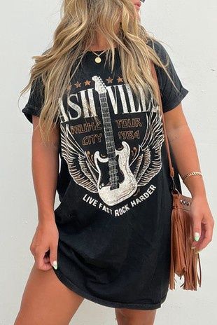Nashville Guitar Cowboy T-Shirt Mini Dress
