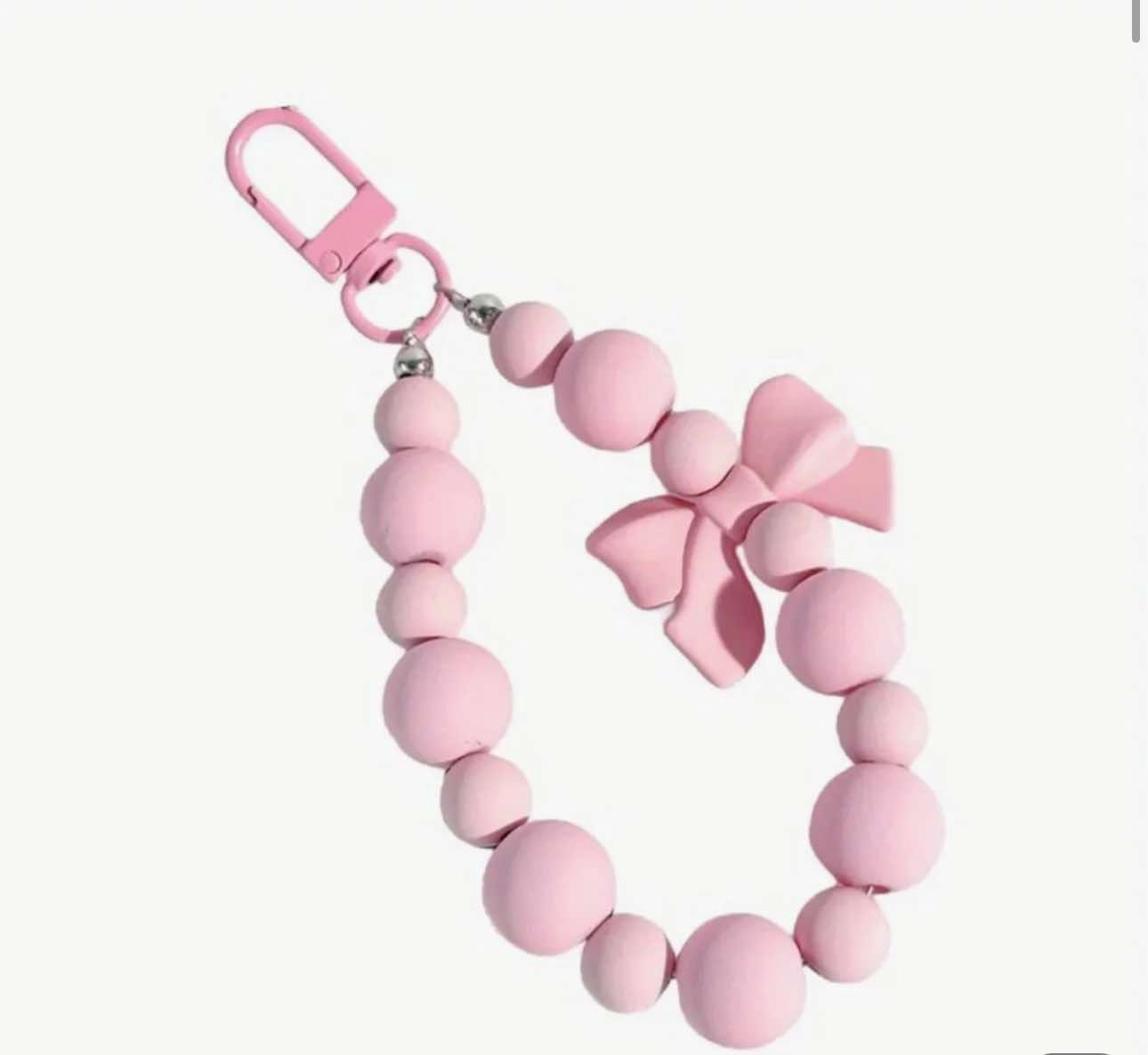 Acrylic Beaded Keychain with Bow Charm