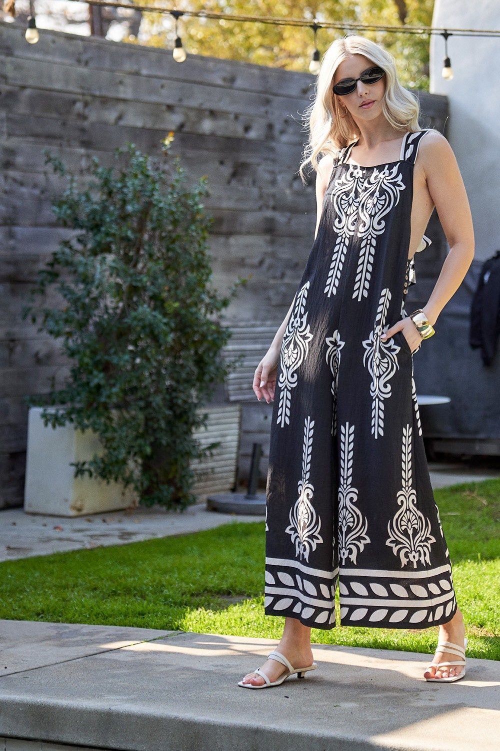 Printed Jumpsuit With Adjustable Tie Back