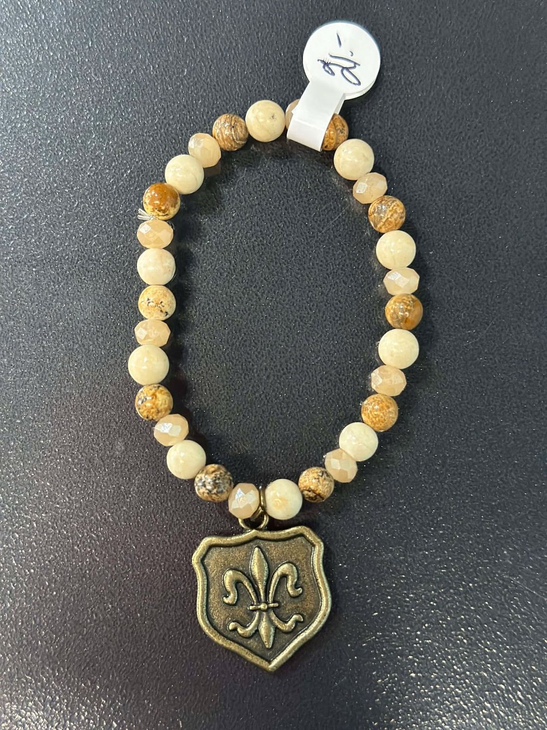 Tan Beaded Shield Bracelet