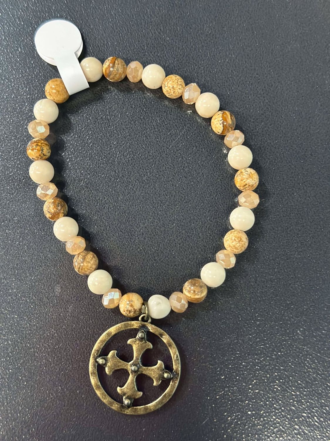 Natural Bead Celtic Cross Bracelet