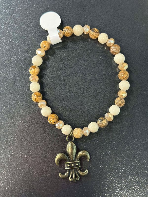 Natural Bead Fleur De Lies