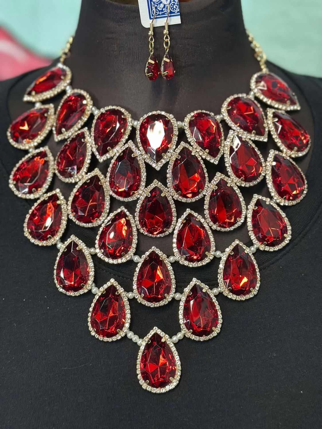 Ruby Diamond Necklace/Earring Set