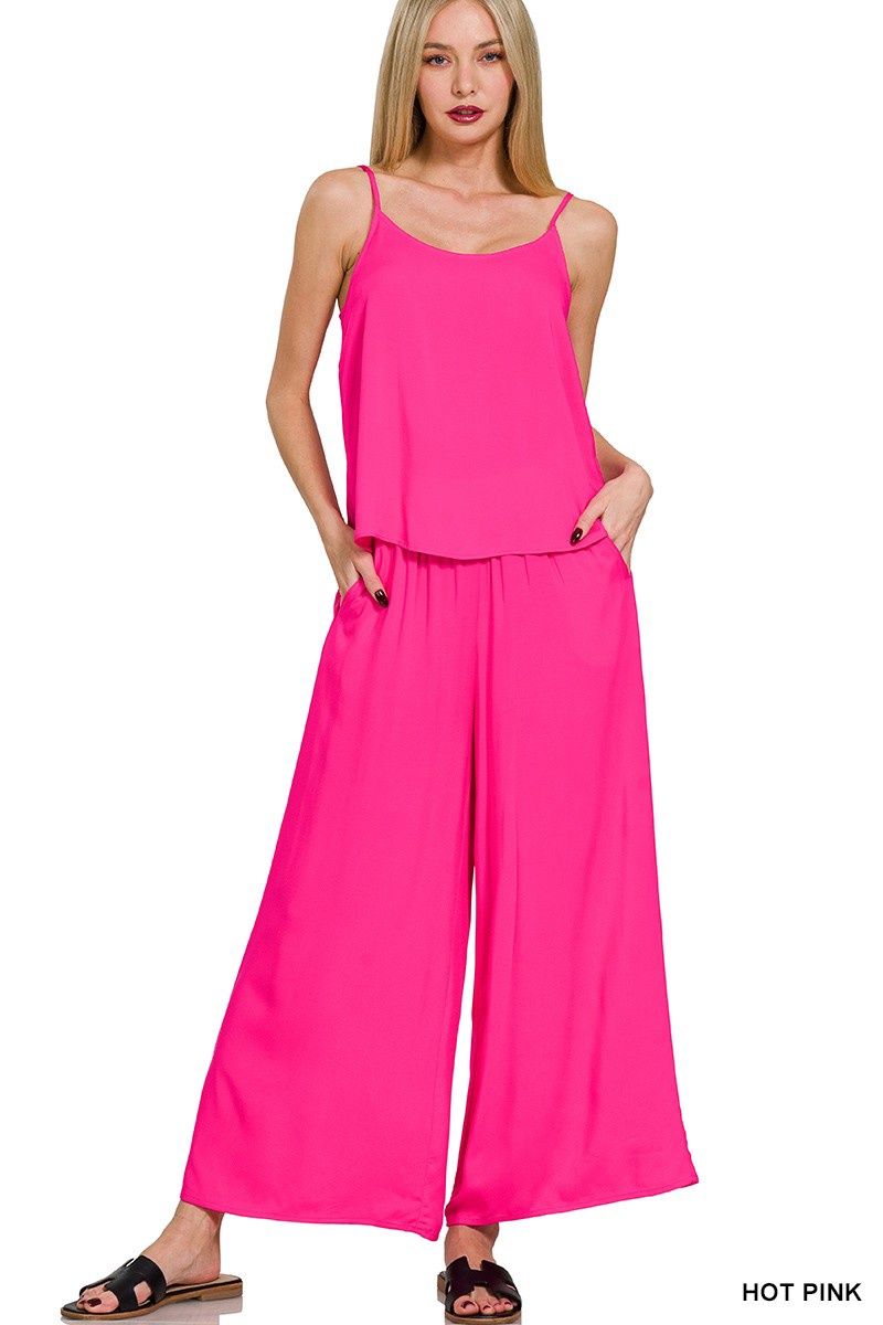 Woven Cami &amp; Pants Set, Color: Pink, Size: Small