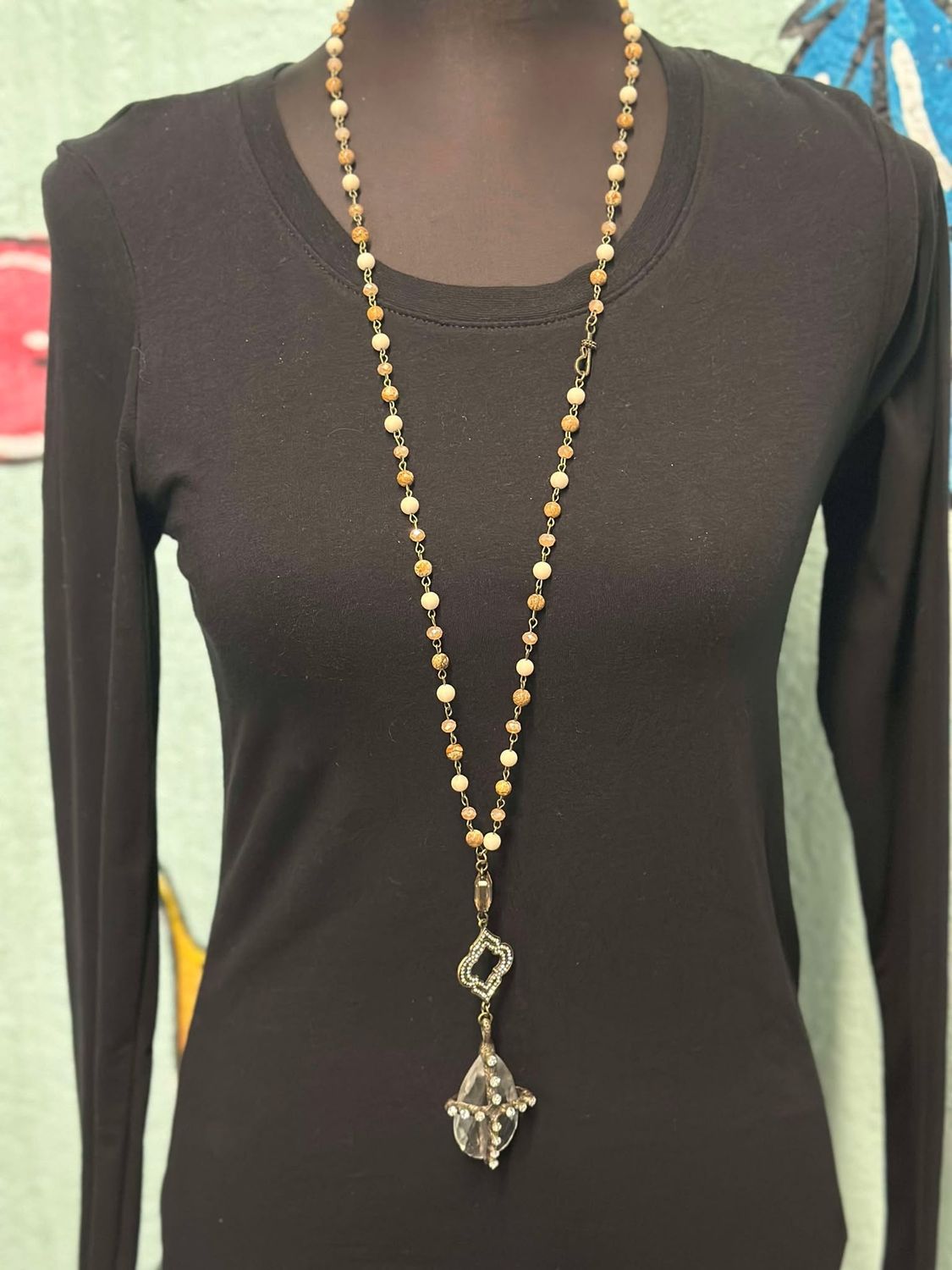 Natural Bead Crystal Cross