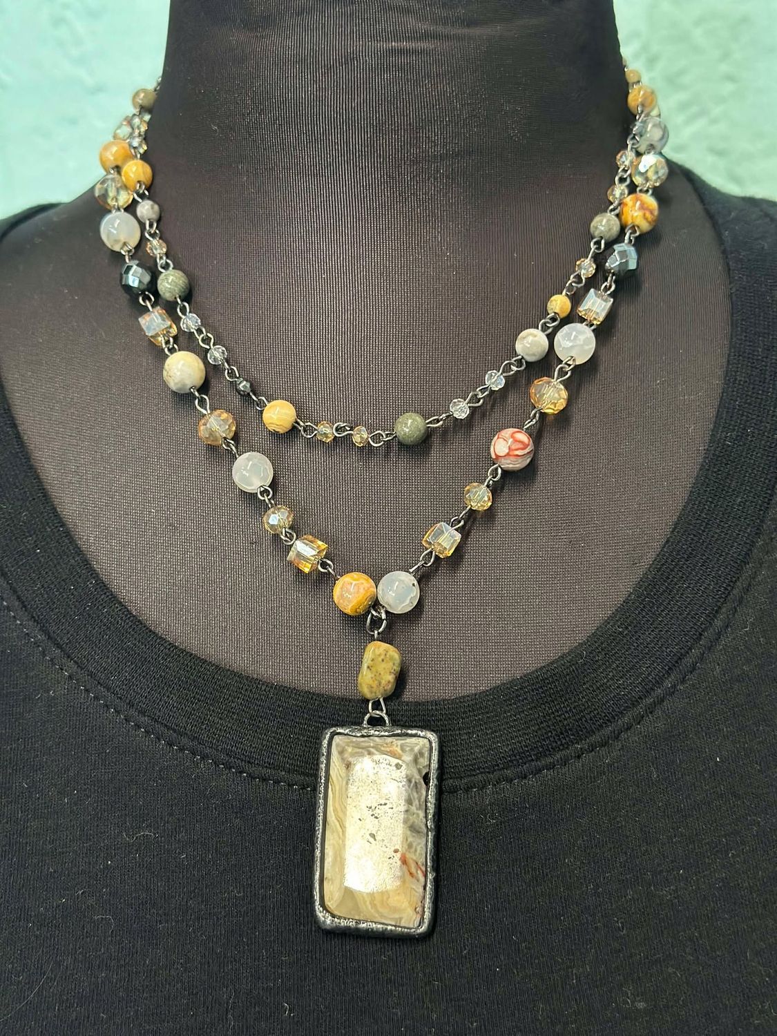 Double Beaded Stone Necklace