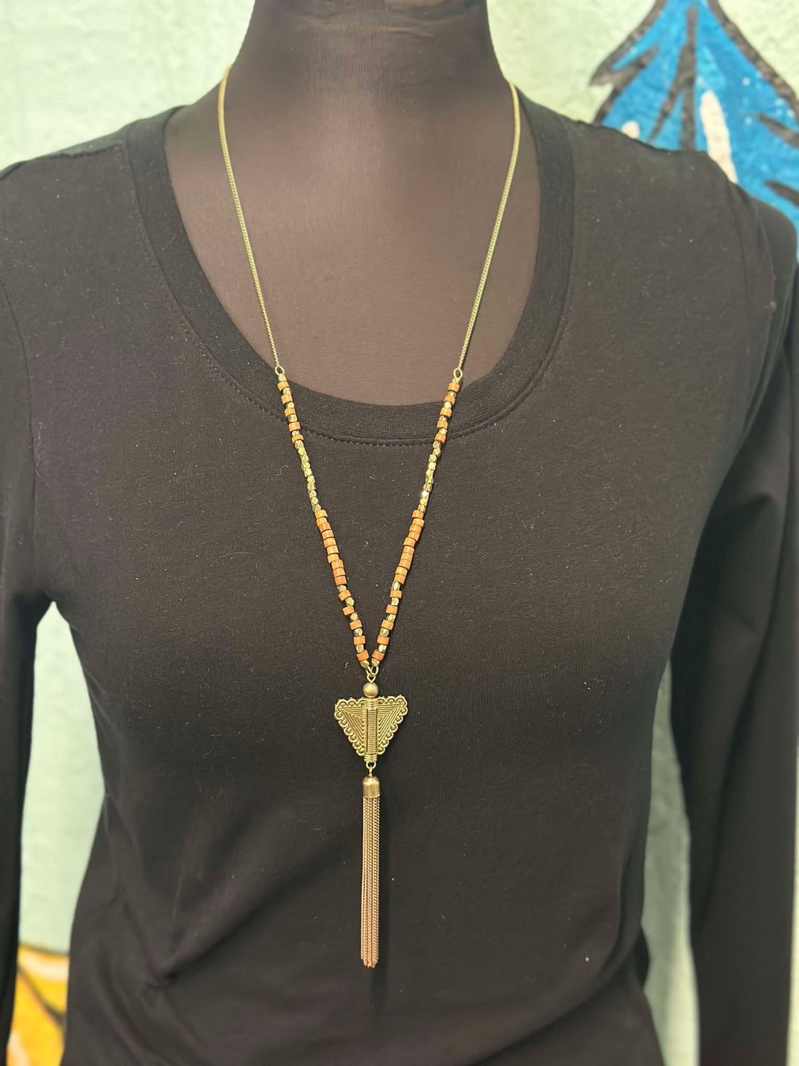 Gold Chain with Arrowhead and Beads