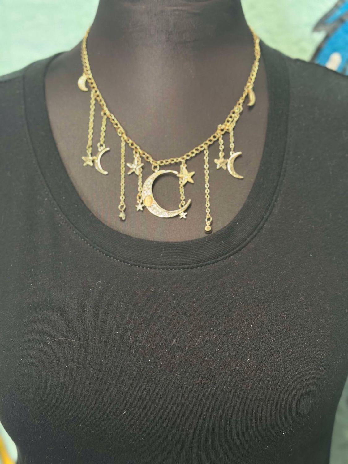 Gold Moon and Star Necklace