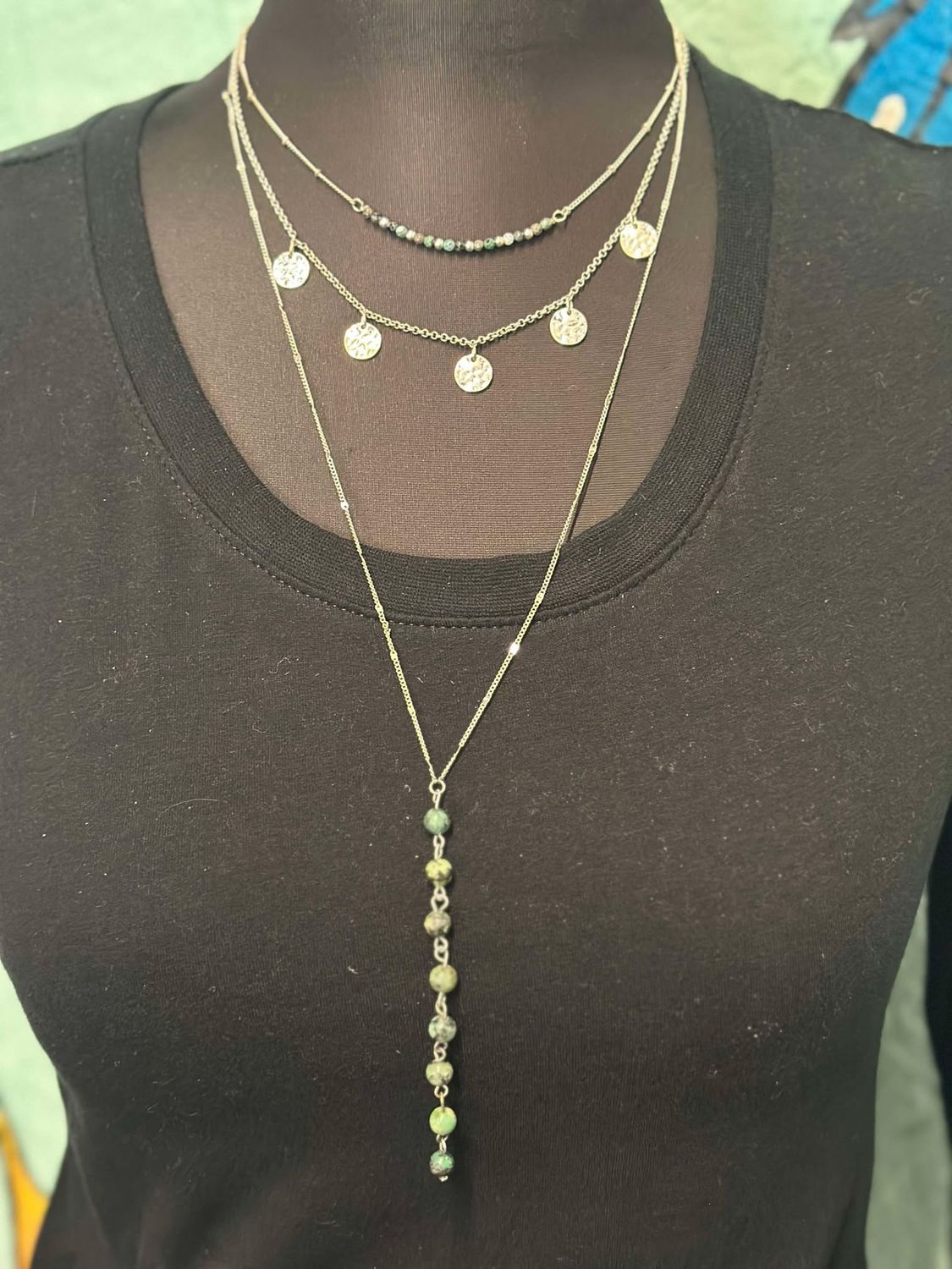 Triple Stack Silver Beaded Necklace