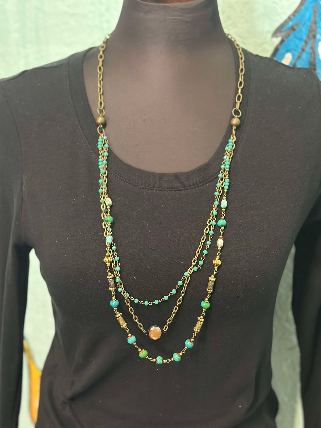 Multi Stack Magnet Necklace/Turquoise