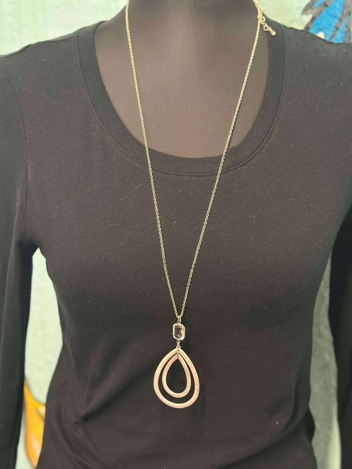 Rose Gold Necklace with Double Tear Drop