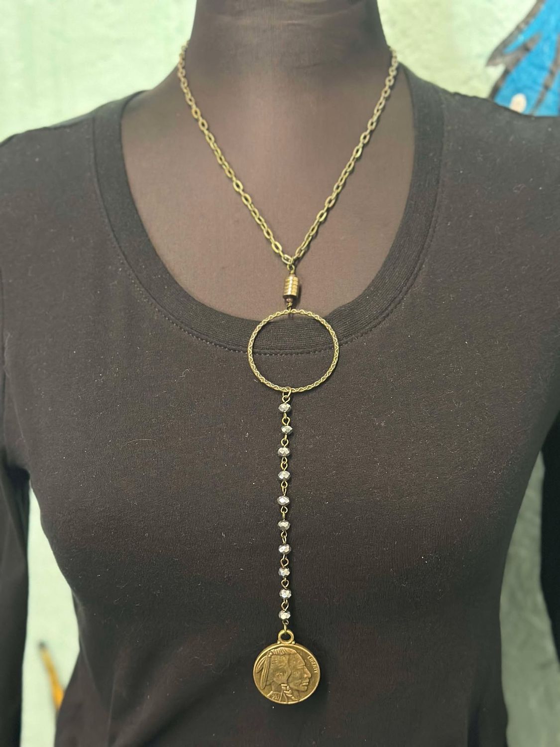 Bronze Necklace with Buffalo Nickel Drop