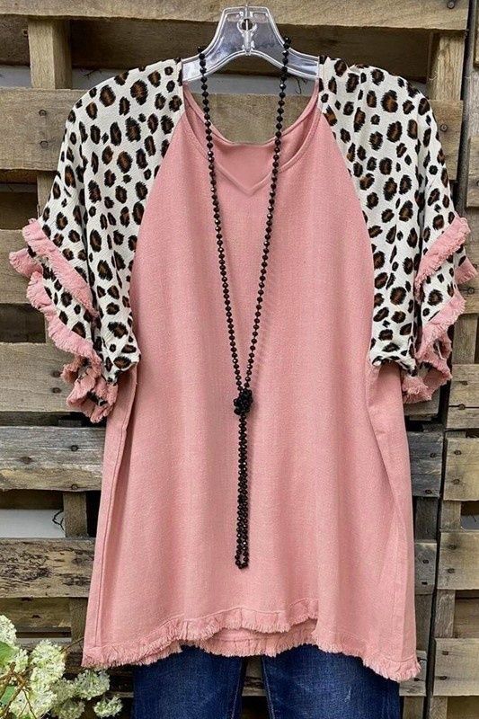 Round Neck Lace Ruffle Sleeve T-Shirt