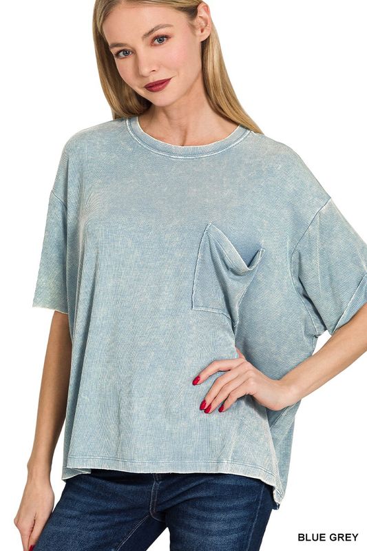 Washed Ribbed Cuff Sleeve