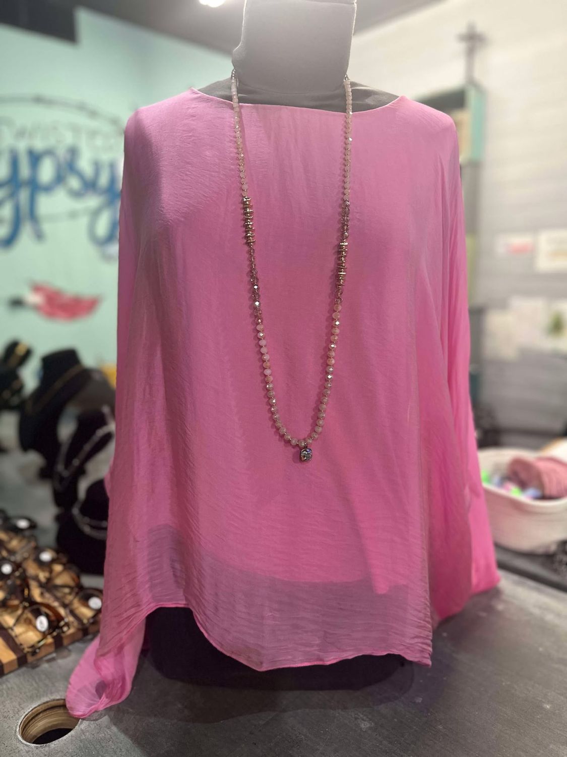 100% Pure Silk Classic Top, Color: Fuschia, Size: O/S