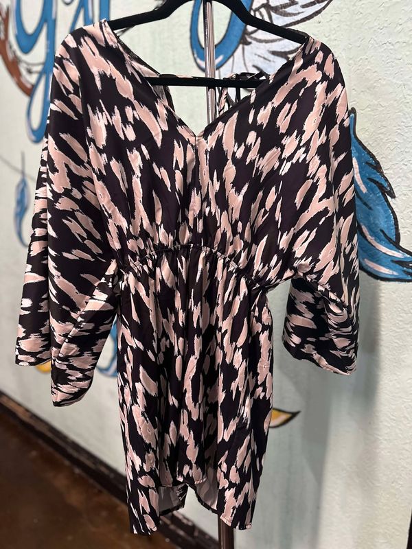 Print V Neck Kimono Romper