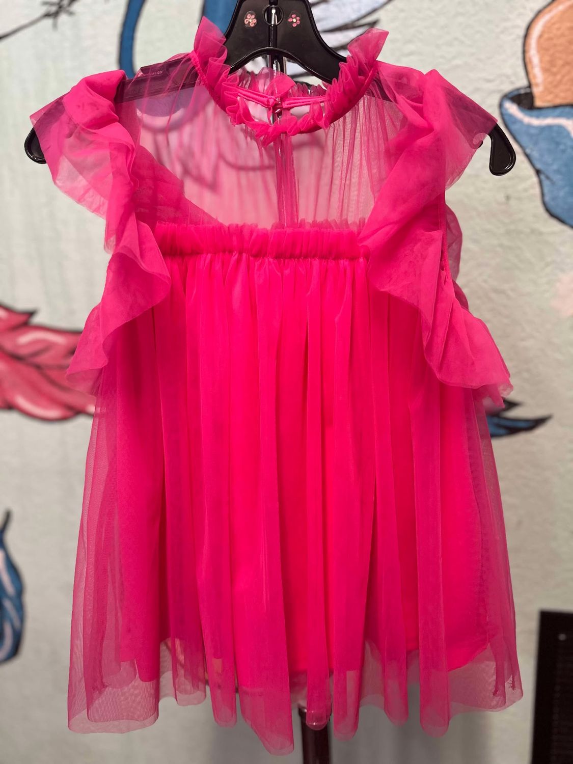 Tulle Ruffle Sleeve Babydoll Blouse