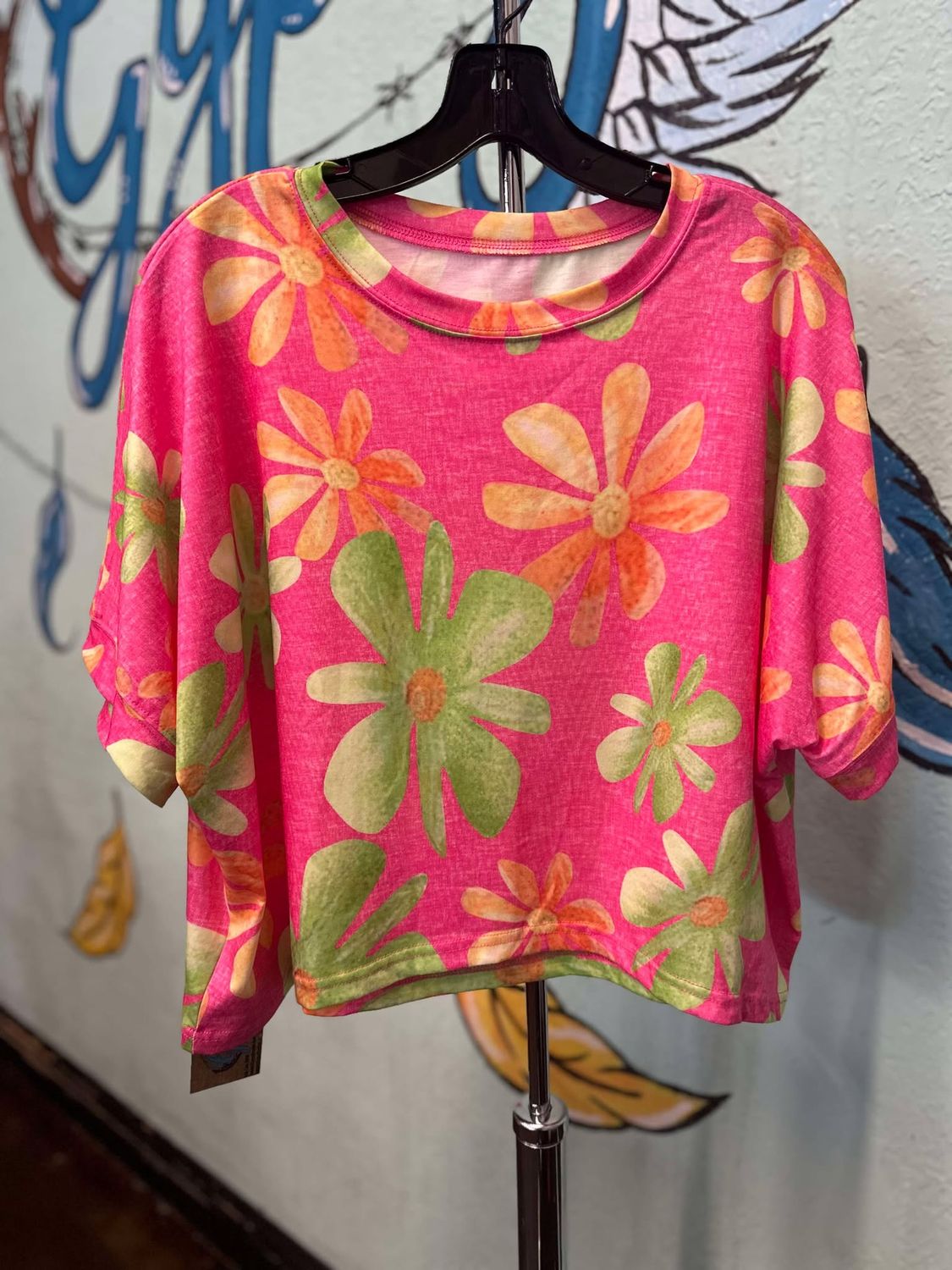 Rose Flower Pattern Baggy Tee