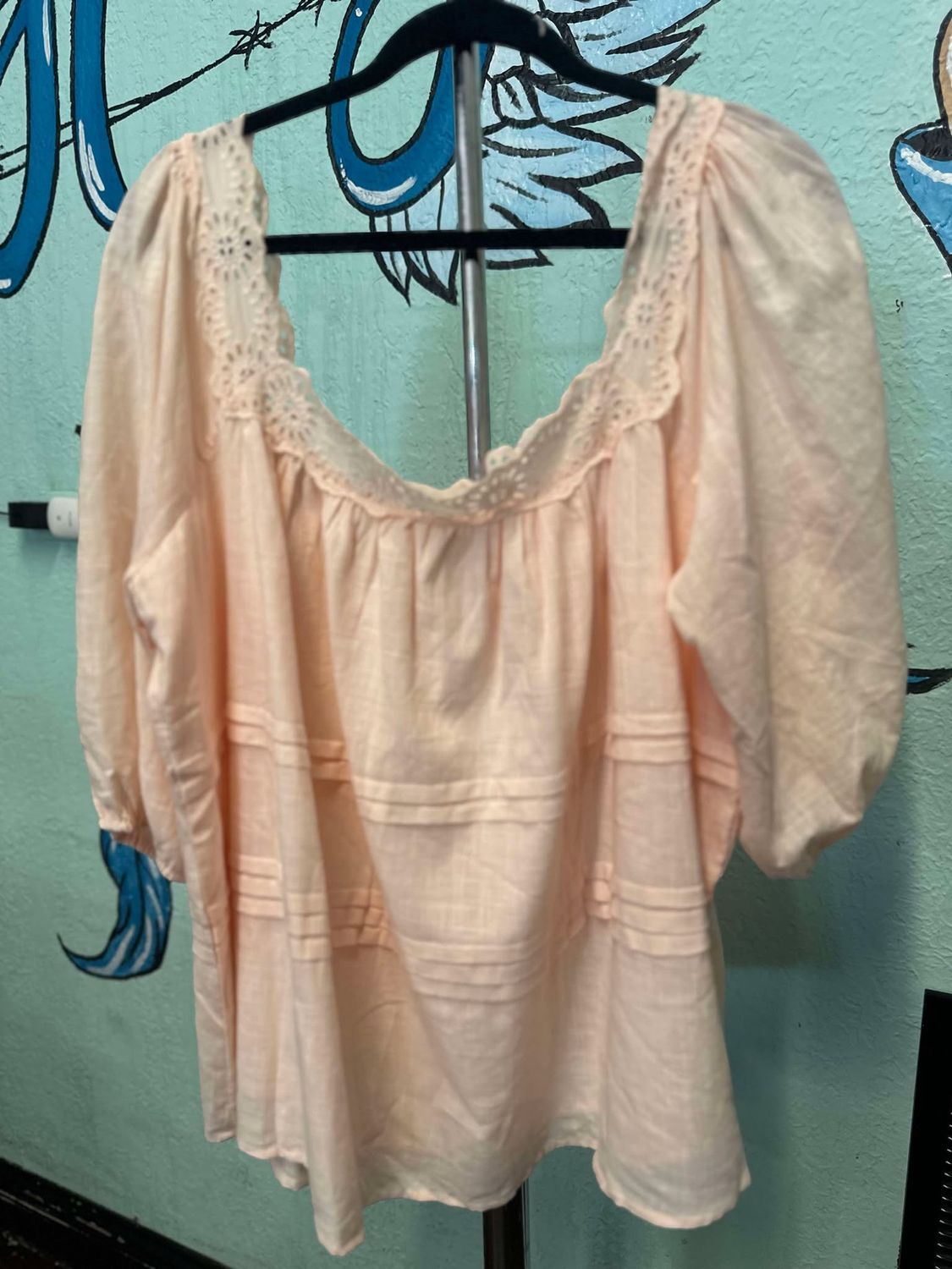 Puff Sleeve Eyelet Baby Doll Blouse
