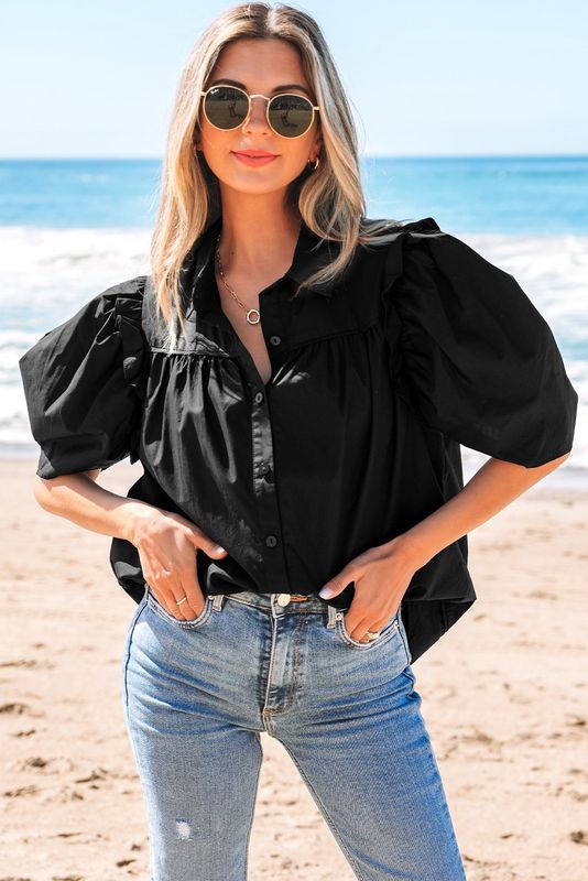 Crisp Puff Sleeve Loose Shirt