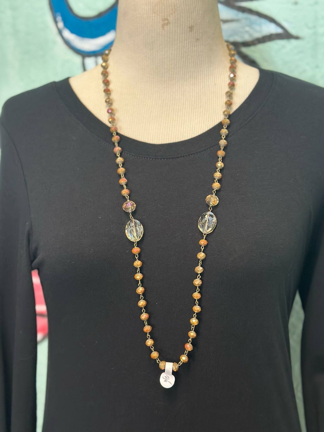 Neutral Pink Crystal Necklace