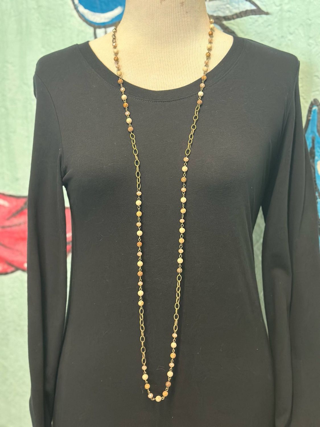 Long Neutral bead and bronze