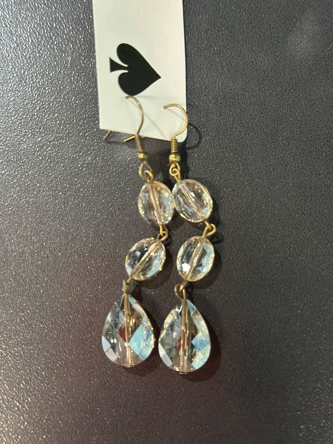 Triple Clear Beaded Earrings