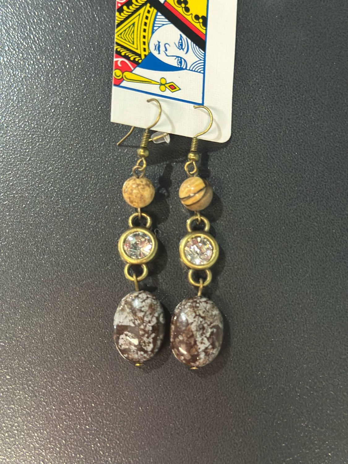 Dotted Marble Triple Tier Earrings