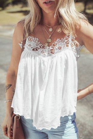 Splicing Spaghetti Straps Ruffled Flared Tank Top