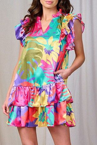 Ruffle Hem Floral Print Dress
