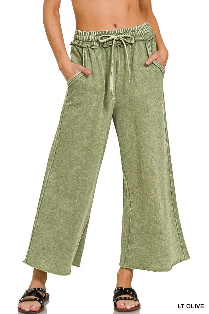 Washed French Terry Palazzo With Pockets