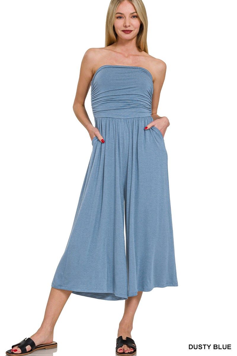 Doubled Layered Strapless Tube Top Jumpsuit