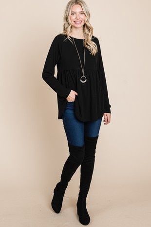 Solid Babydoll Tunic Top