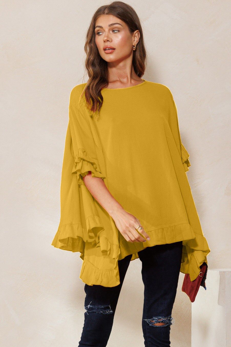 Plus Solid Woven Blouse