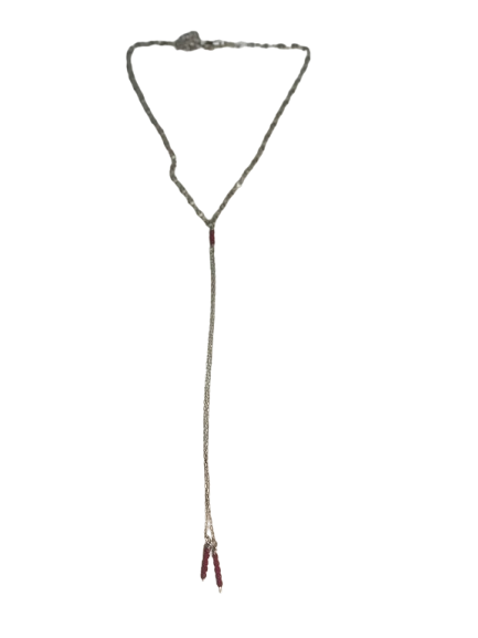 Gold &quot;Y&quot; necklace with red beads
