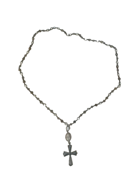Natural Beaded Necklace with Cross