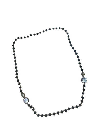 Black Beaded Necklace with Pearl stones
