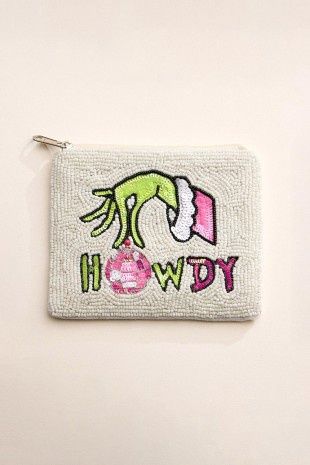 Howdy Christmas Green Monster Pouch Bag