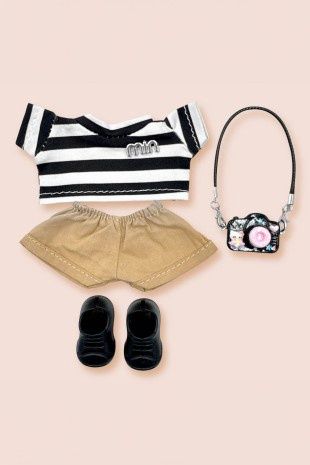 Labubu Mini Doll Stripe T-shirt Outfit Set