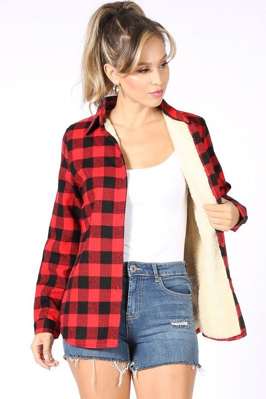 Checker Shirt With Fur Inside