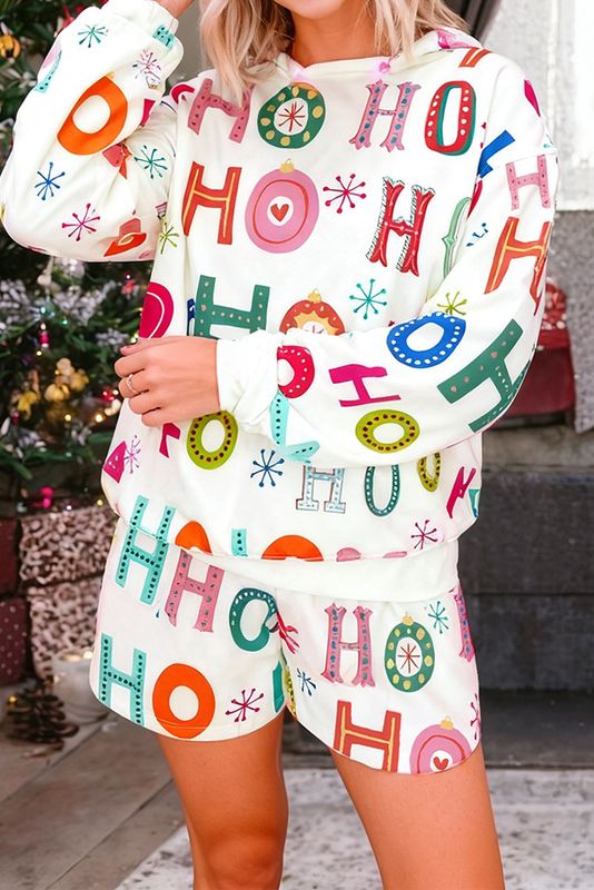 Ho Christmas Fashion Print 2pc. Lounge Short Set