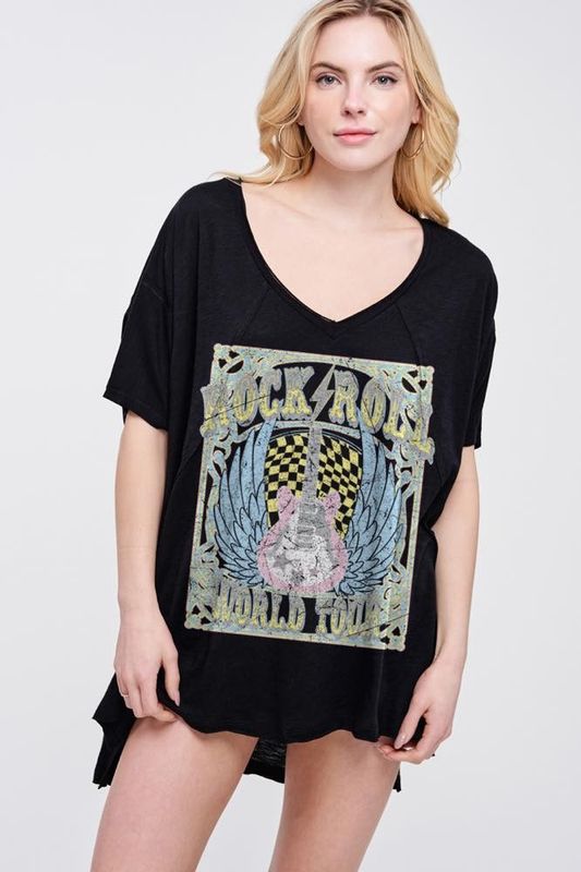 Rock N Roll World Tour Vintage Graphic Tee