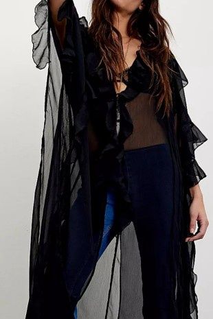 Sheer Ruffle Drape Top