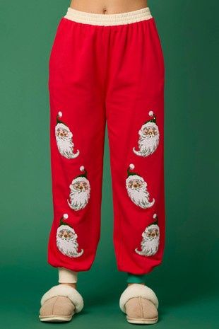 Terry Joggers With Santa Sequins
