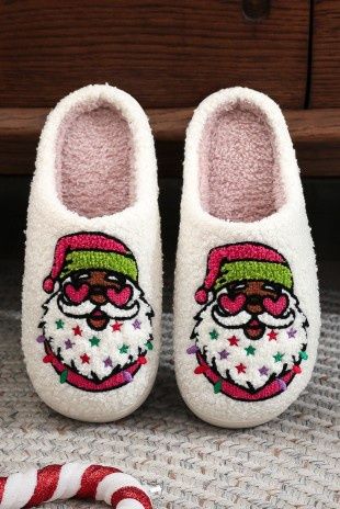 Santa Claus Pattern Christmas Plush Slippers